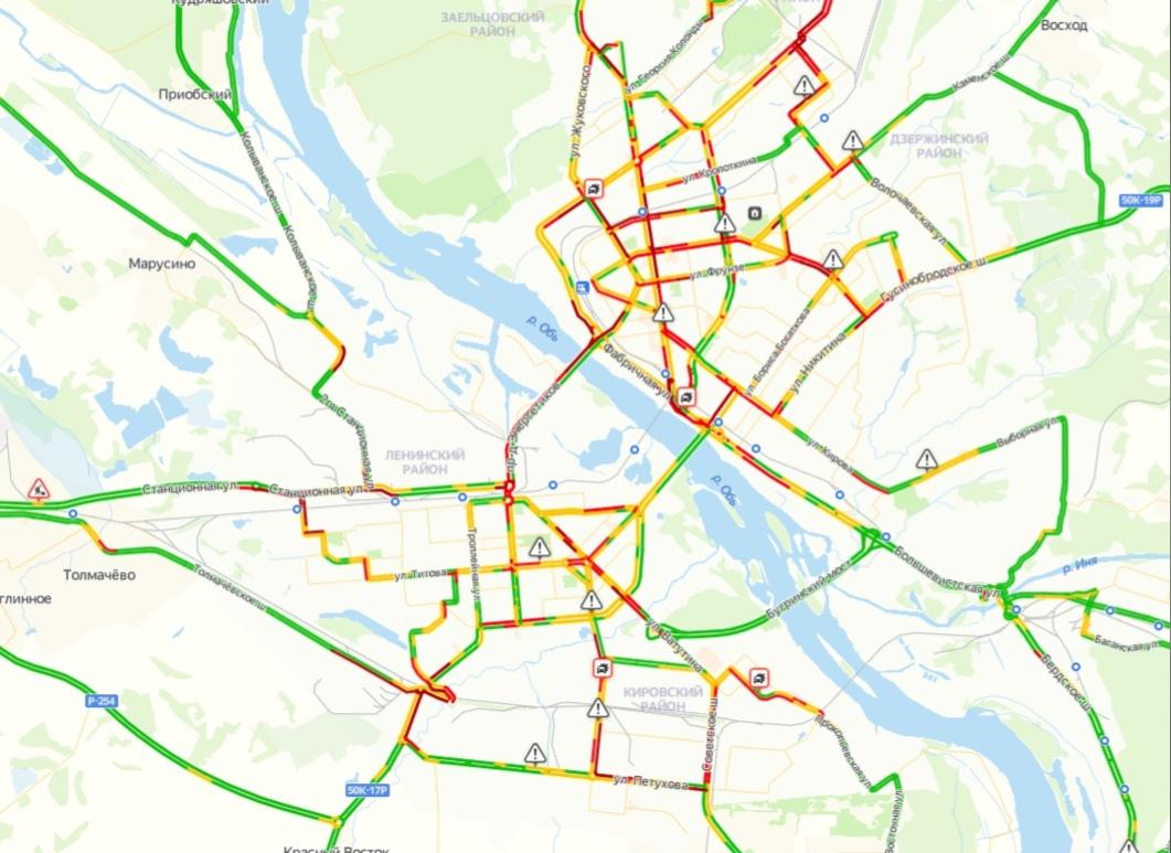 Карта новосибирска пробки на дорогах