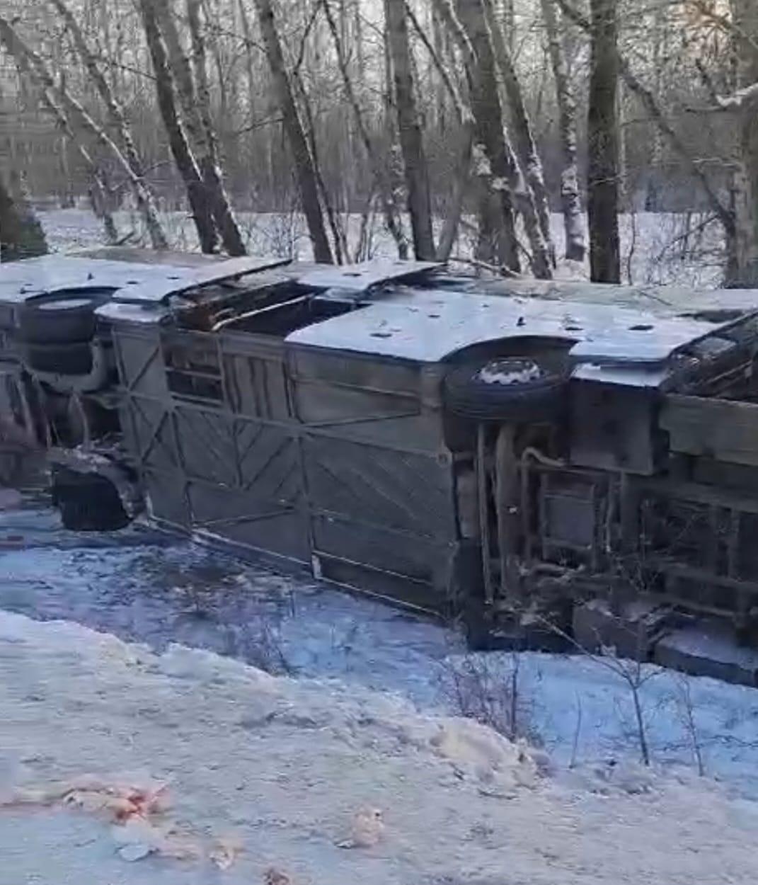 Фото В Новосибирской области перевернулся рейсовый автобус с 43 пассажирами. ПОДРОБНОСТИ 3