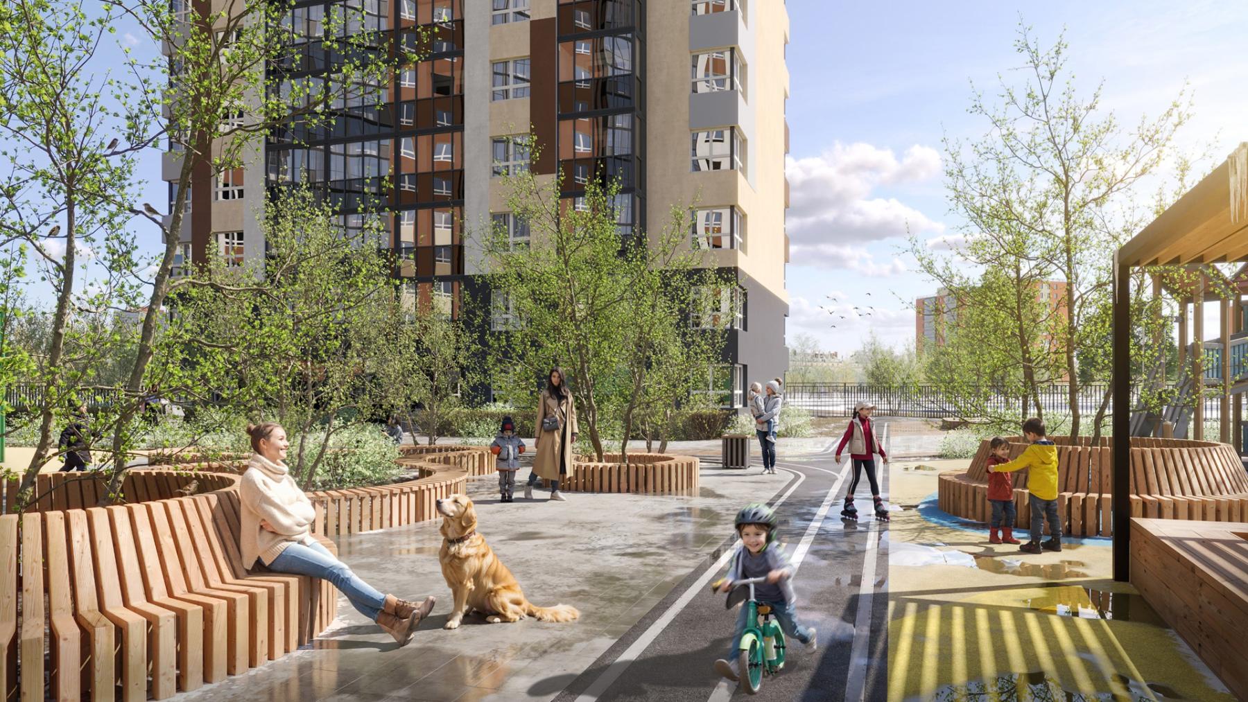 Фото Жизнь в формате «город в городе»: в Калининском районе открылись продажи квартир с адаптивными планировками и двором-парком 2