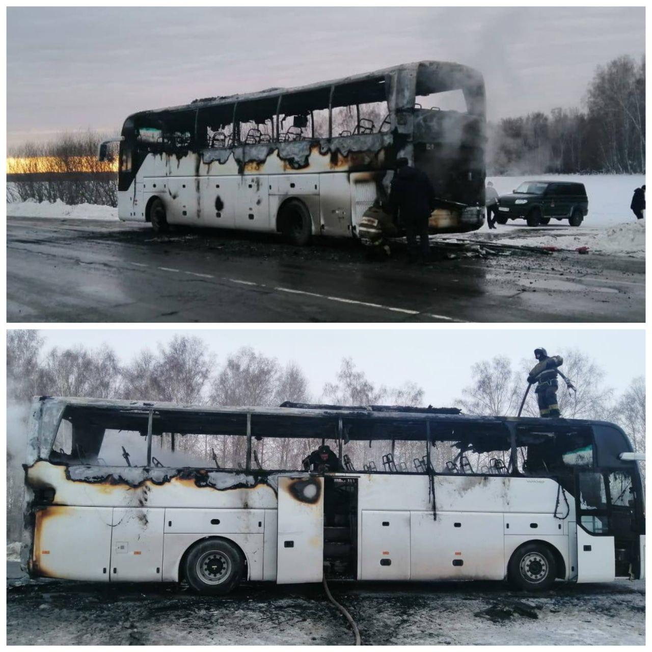 Фото Прокуратура начала проверку после возгорания рейсового автобуса в Новосибирске 2