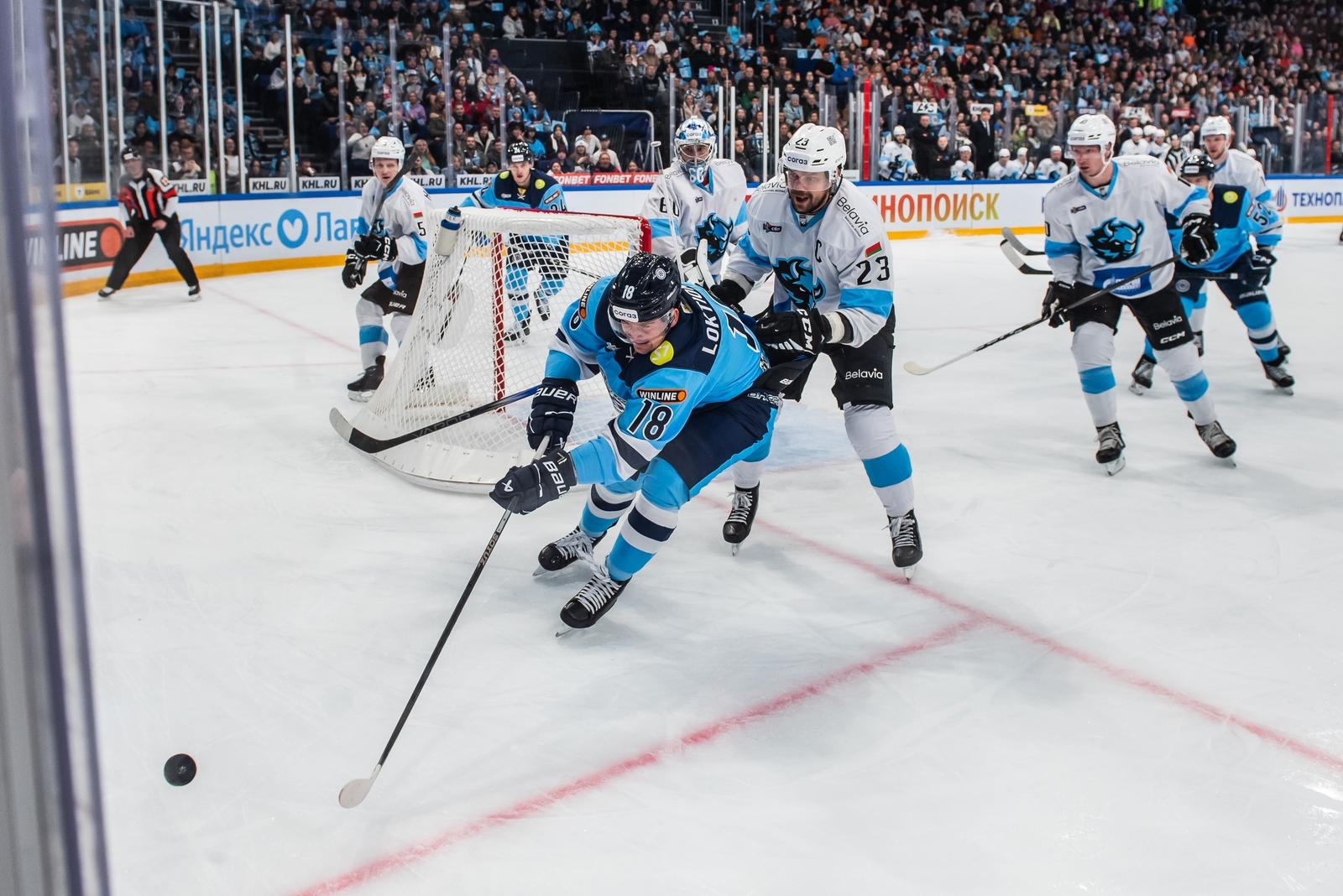 Фото Хоккейная «Сибирь» уверенно обыграла минское «Динамо»: яркие кадры матча 14