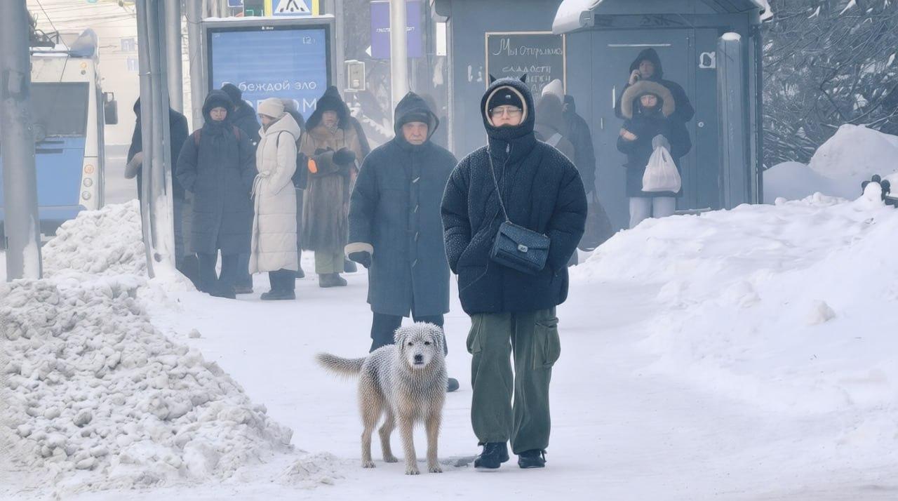 Фото Опубликованы фото украшенных жгучим морозом новосибирцев, собак и деревьев 6