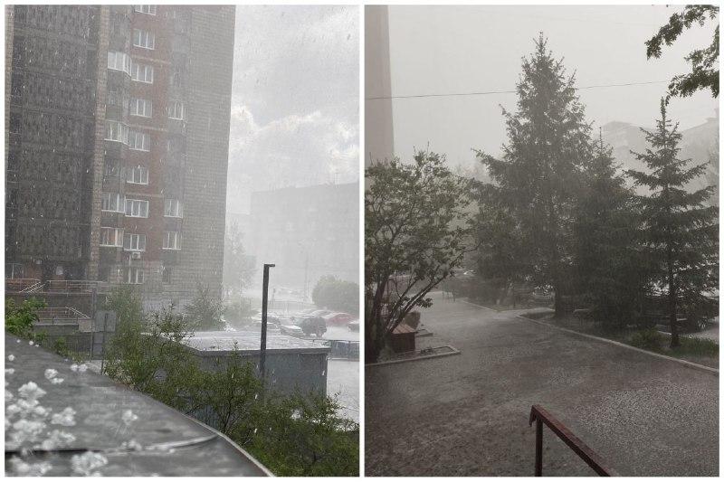 Фото Мощный ливень с градом обрушился на Новосибирск. Онлайн-репортаж 3