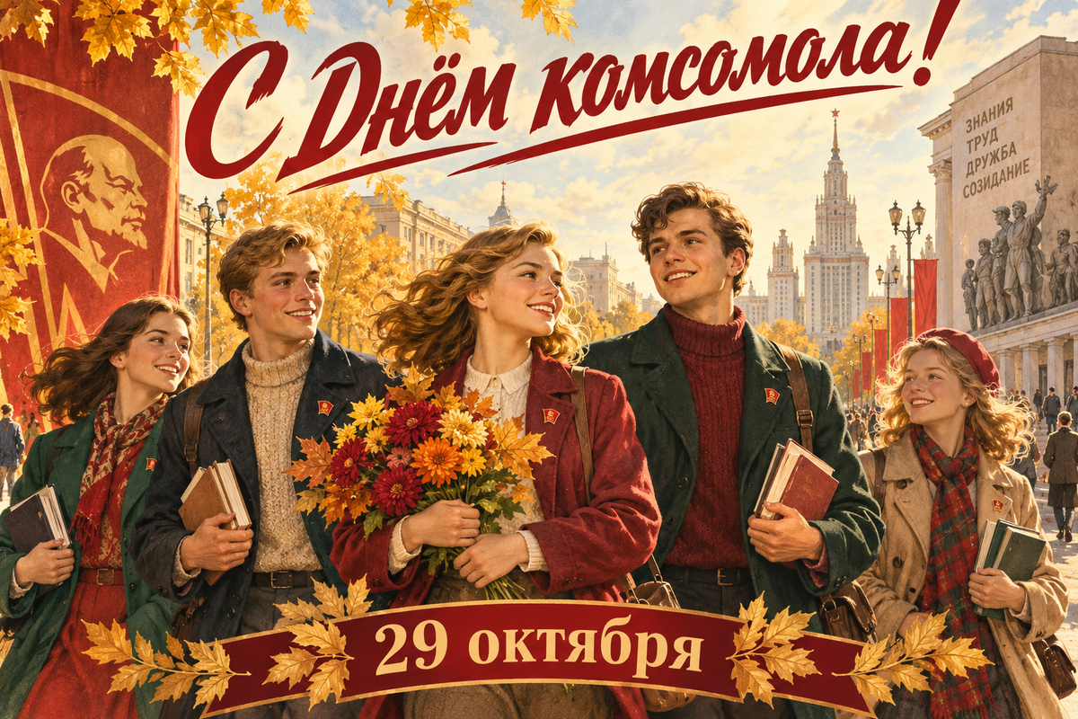 Фото День комсомола 29 октября 2026 года: красивые открытки к празднику 7 - Сиб.ФМ Фото День комсомола 29 октября 2026 года: красивые открытки к празднику 7