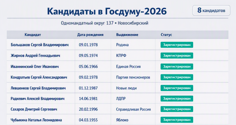 Фото Кто баллотируется в Госдуму от Новосибирской области в 2026 году: кандидаты, партии, как проголосовать 2